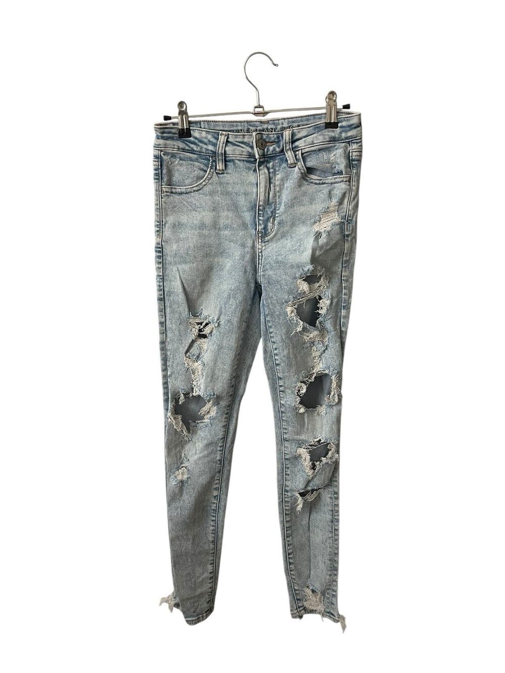 American Eagle 4 Regular Super HiRise Jegging Distressed Acid Light Blue